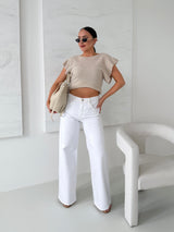 BÉŽOVÝ PLETENÝ TOP MAURICE