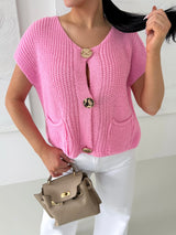 RUŽOVÝ PLETENÝ TOP BIANE