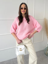 RUŽOVÝ SVETER ISABELLA SO SKRÁTENÝM RUKÁVOM