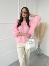 RUŽOVÝ SVETER ISABELLA SO SKRÁTENÝM RUKÁVOM