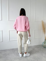 RUŽOVÝ SVETER ISABELLA SO SKRÁTENÝM RUKÁVOM