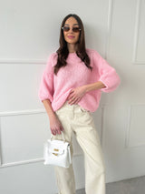 RUŽOVÝ SVETER ISABELLA SO SKRÁTENÝM RUKÁVOM
