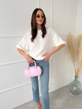 BIELY SVETER ISABELLA SO SKRÁTENÝM RUKÁVOM