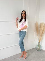 BIELY SVETER ISABELLA SO SKRÁTENÝM RUKÁVOM