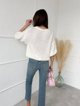 BIELY SVETER ISABELLA SO SKRÁTENÝM RUKÁVOM