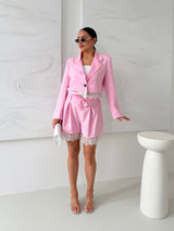 RUŽOVÉ ŠORTKY AMARY S ČIPKOU