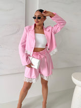 RUŽOVÉ ŠORTKY AMARY S ČIPKOU