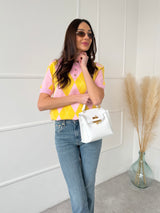 RUŽOVÝ PLETENÝ TOP QUINNA