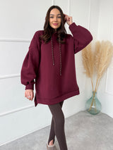 BORDOVÁ PREDĹŽENÁ MIKINA SUZANNE