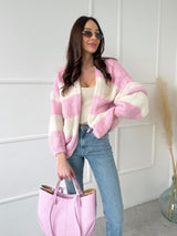 RUŽOVO-KRÉMOVÝ KARDIGÁN NANNY