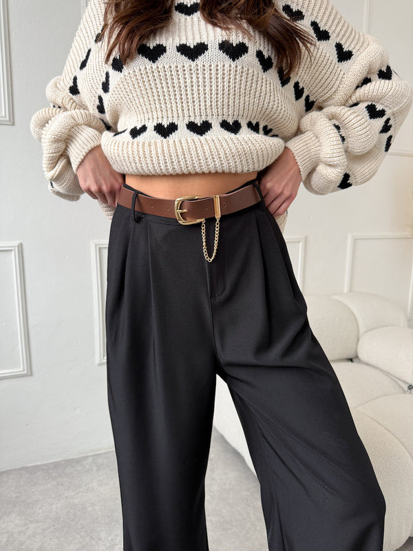 ČIERNE NOHAVICE NATY S OPASKOM