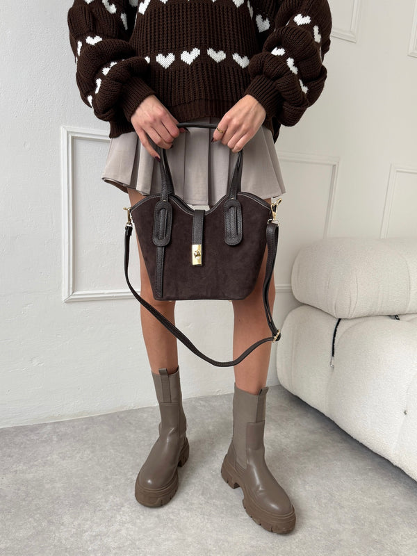 TMAVOHNEDÁ KOŽENÁ KABELKA BRITTANY