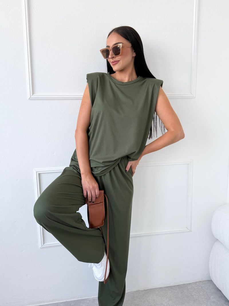 KHAKI REBROVANÝ TOP ALICANTA