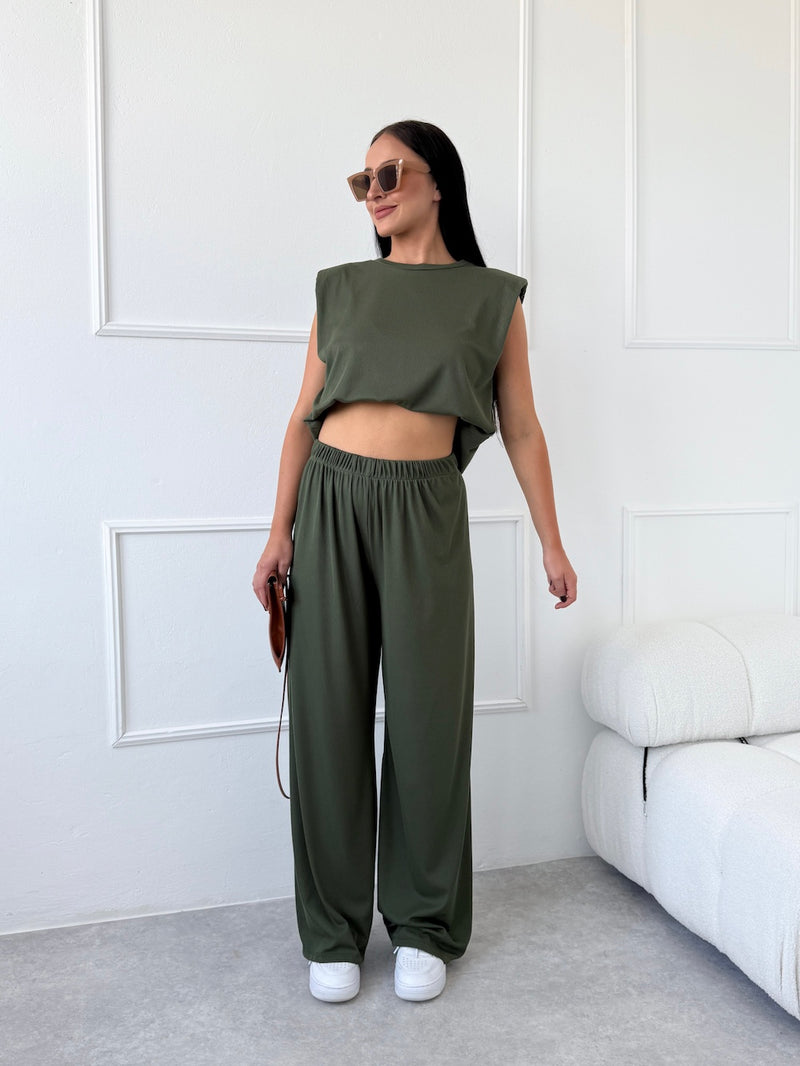 KHAKI REBROVANÝ TOP ALICANTA
