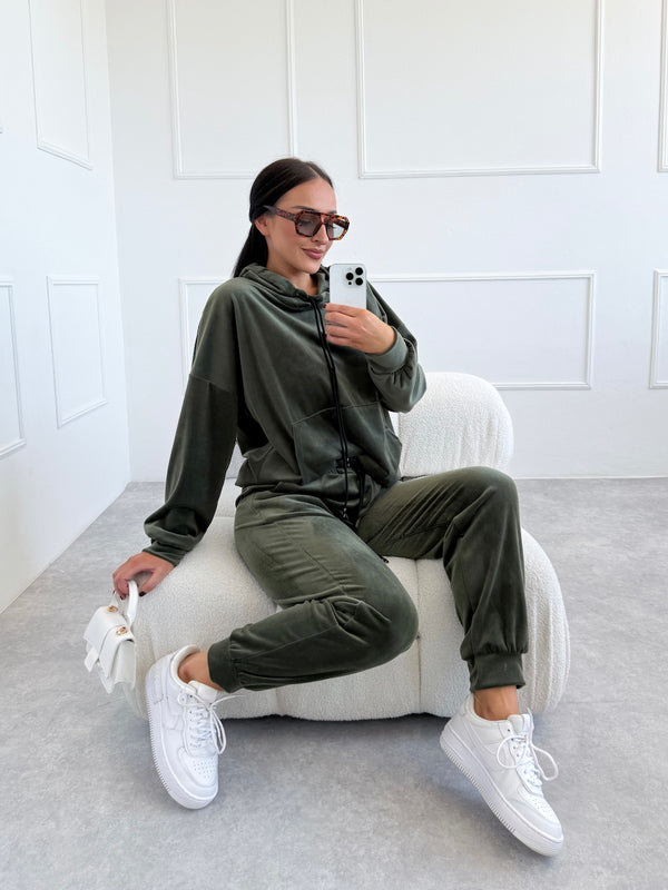 KHAKI VELÚROVÁ MIKINA SURI