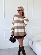 HNEDO-KRÉMOVÝ SVETER OLWEN