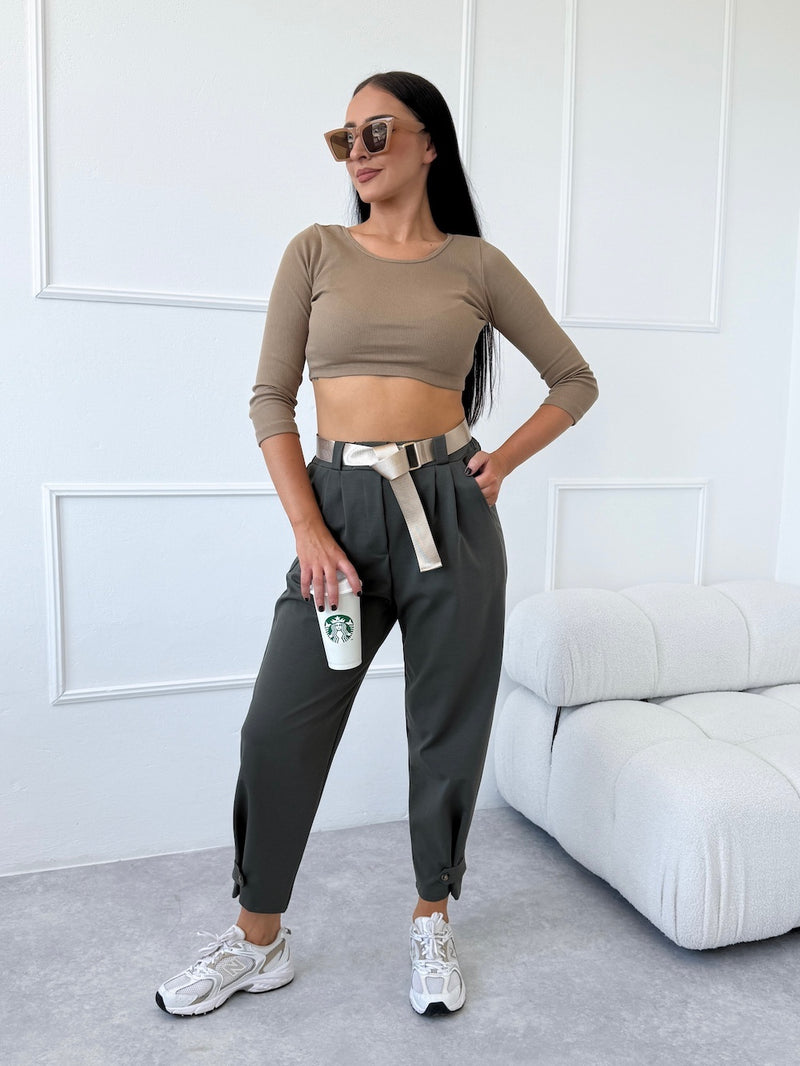 KHAKI NOHAVICE NICOLLE S OPASKOM