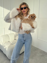 KRÉMOVÝ KRÁTKY KOŽUCH JOLIE