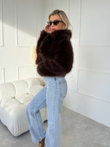 TMAVOHNEDÝ KRÁTKY KOŽUCH JOLIE