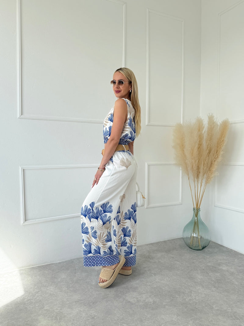 BÉŽOVO-MODRÉ NOHAVICE MARIELLA S OPASKOM