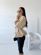 BÉŽOVÁ BUNDA NATHALLY S OPASKOM