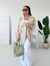 BÉŽOVÝ SKRÁTENÝ TRENČKOT MERELA