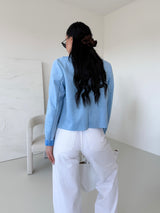 MODRÝ SEMIŠOVÝ BLEJZER WENDY