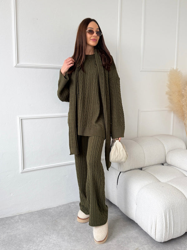 KHAKI ÚPLETOVÉ NOHAVICE ROBIN