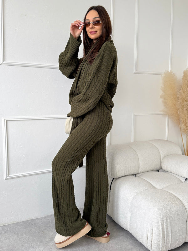 KHAKI ÚPLETOVÉ NOHAVICE ROBIN