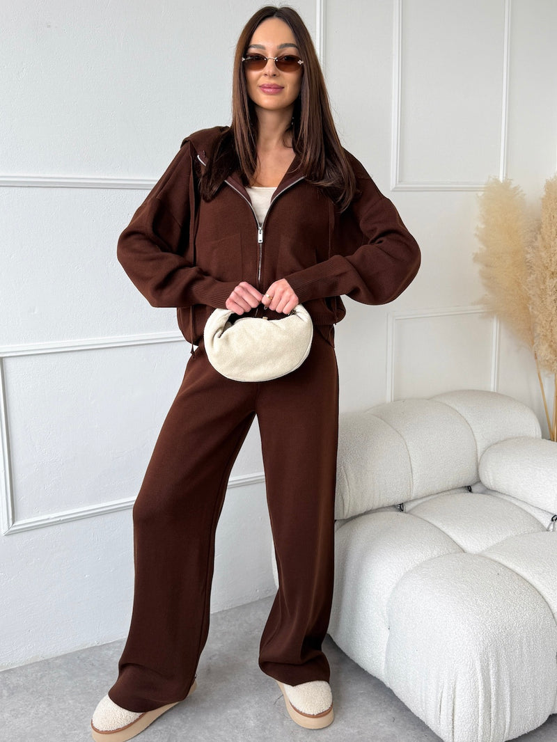 HNEDÉ ÚPLETOVÉ NOHAVICE SILVIANA