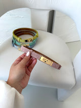 RUŽOVÝ RASTÚCI OPASOK VILIENE Z BRÚSENEJ KOŽE