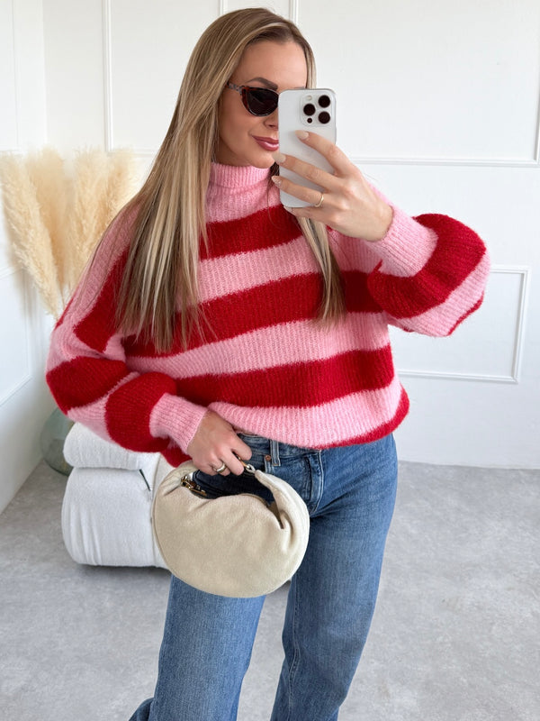 RUŽOVÝ PÁSIKAVÝ SVETER MEDINA