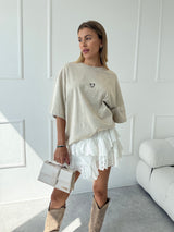 BÉŽOVÉ OVERSIZE WASHED TRIČKO HEARTH