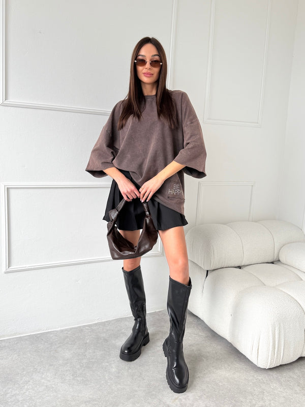 HNEDÉ OVERSIZE TRIČKO NARA