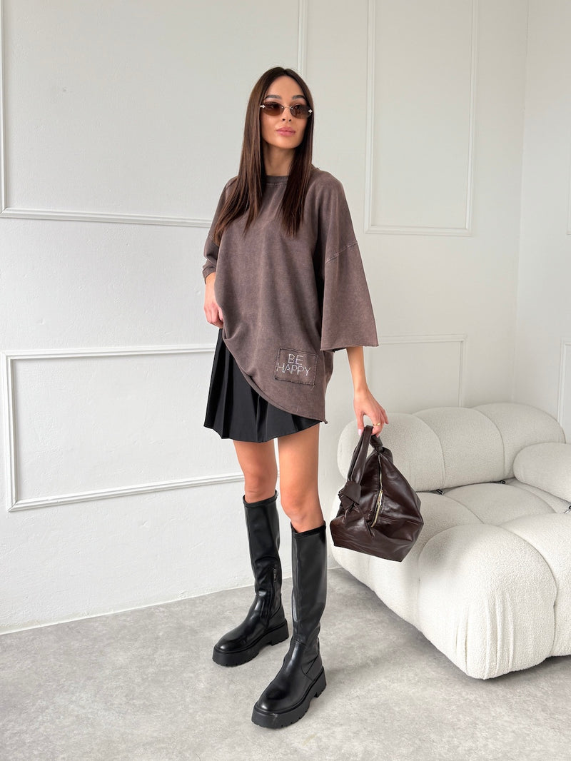 HNEDÉ OVERSIZE TRIČKO NARA