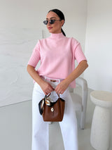 BLEDORUŽOVÝ PLETENÝ TOP HARMONY