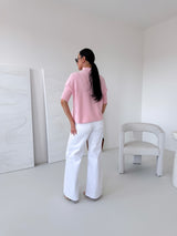 BLEDORUŽOVÝ PLETENÝ TOP HARMONY