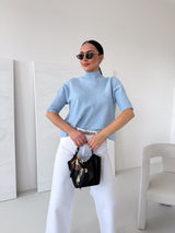 MODRÝ PLETENÝ TOP HARMONY