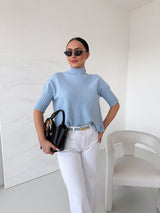 MODRÝ PLETENÝ TOP HARMONY