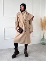 BÉŽOVÝ KABÁT ADELIS S ODOPÍNATEĽNÝM ŠÁLOM