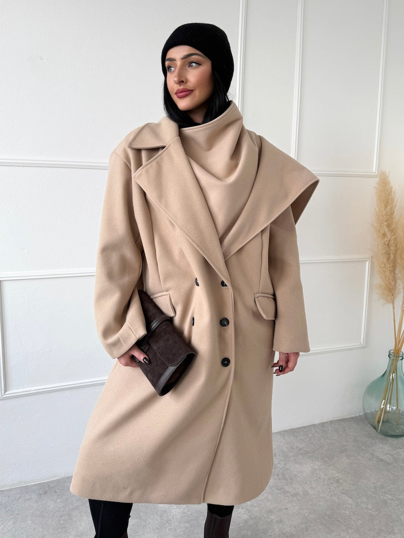 BÉŽOVÝ KABÁT ADELIS S ODOPÍNATEĽNÝM ŠÁLOM