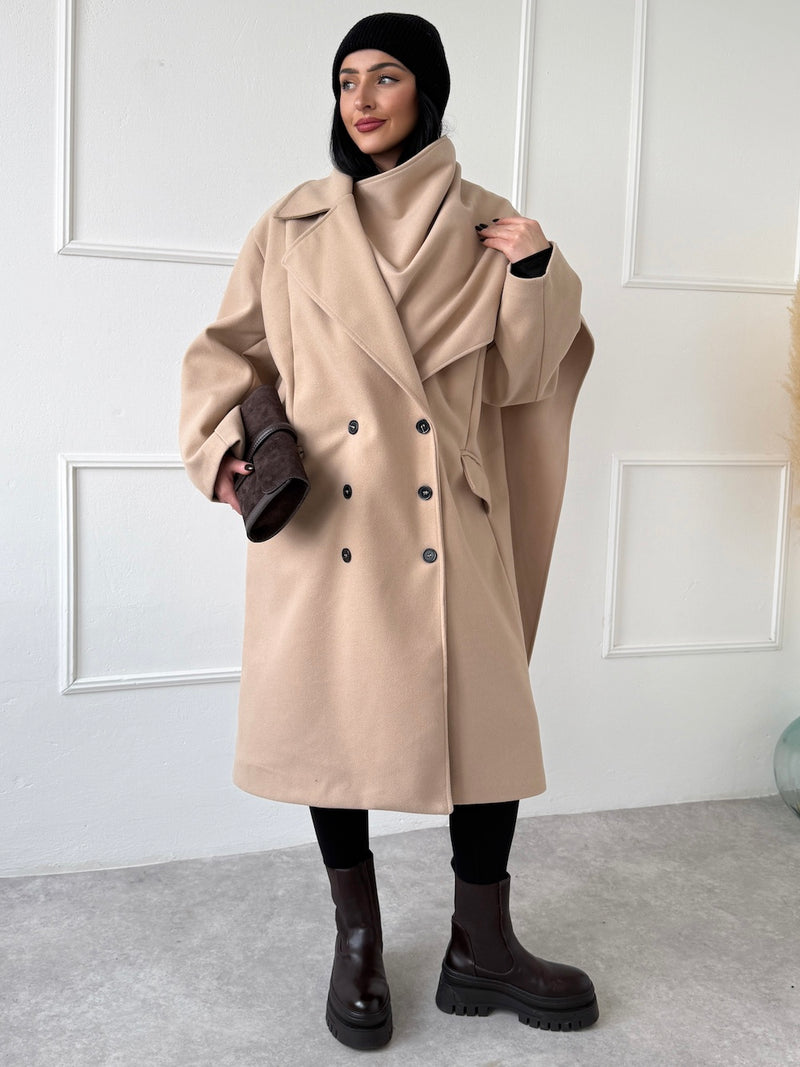 BÉŽOVÝ KABÁT ADELIS S ODOPÍNATEĽNÝM ŠÁLOM