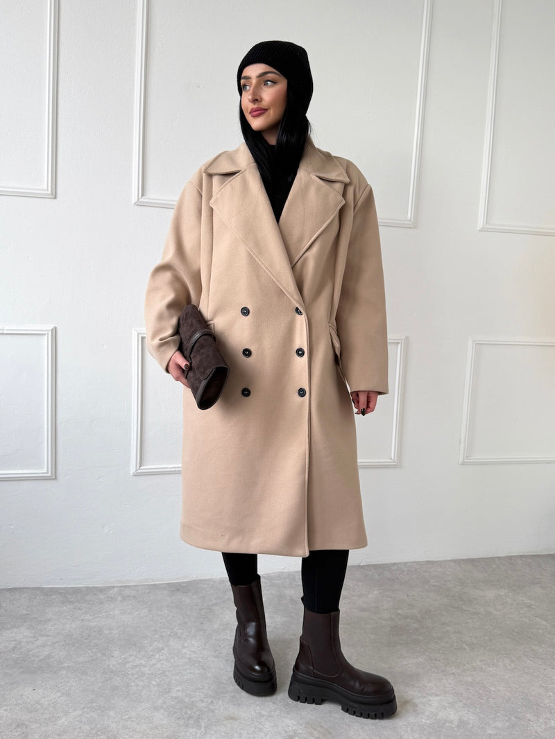 BÉŽOVÝ KABÁT ADELIS S ODOPÍNATEĽNÝM ŠÁLOM