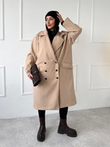 BÉŽOVÝ KABÁT ADELIS S ODOPÍNATEĽNÝM ŠÁLOM