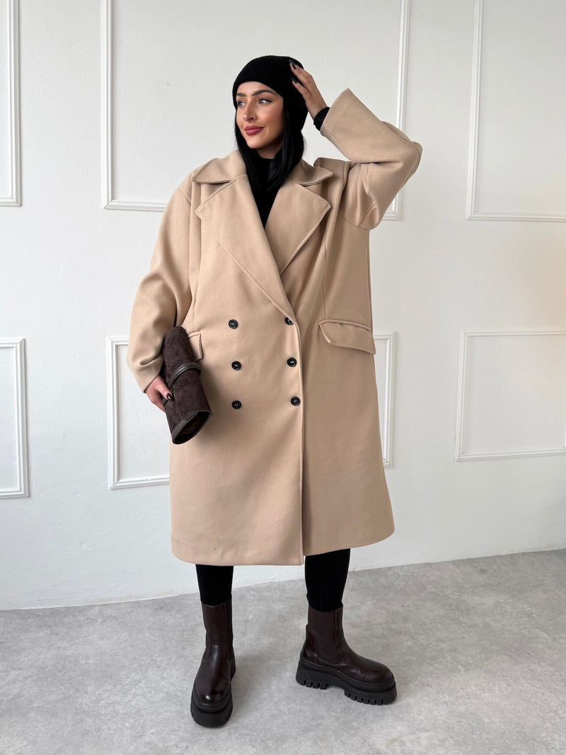 BÉŽOVÝ KABÁT ADELIS S ODOPÍNATEĽNÝM ŠÁLOM