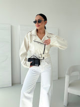 BIELA KOŽENKOVÁ BUNDA IRIS