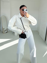 BIELA KOŽENKOVÁ BUNDA IRIS